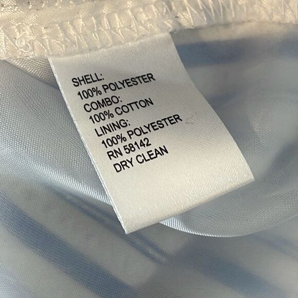 London‎ Times Women's Sleeveless Laced Stripe Eyelet Dress White Blue Size 12 - Picture 10 of 10